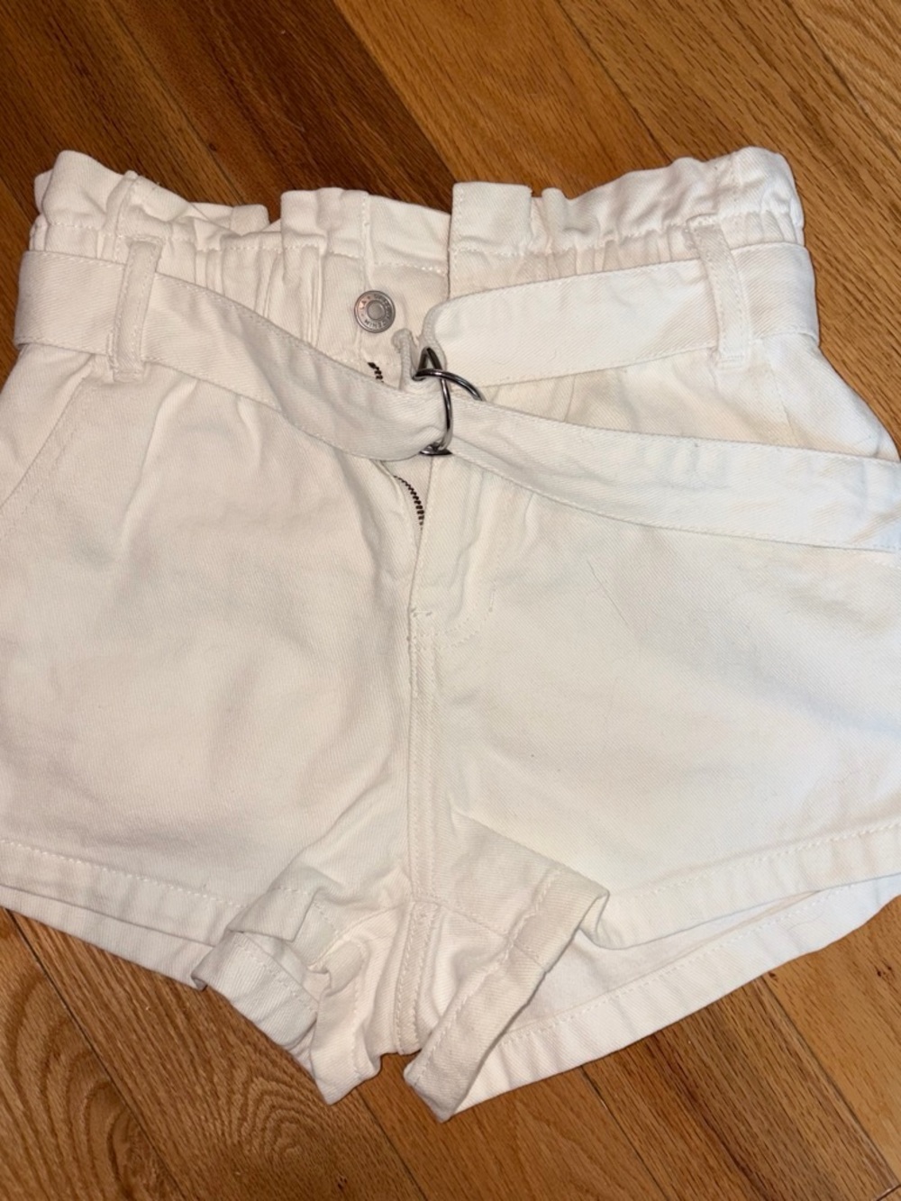 Pacsun mom shorts White High-Waist Paperbag Tie Shorts